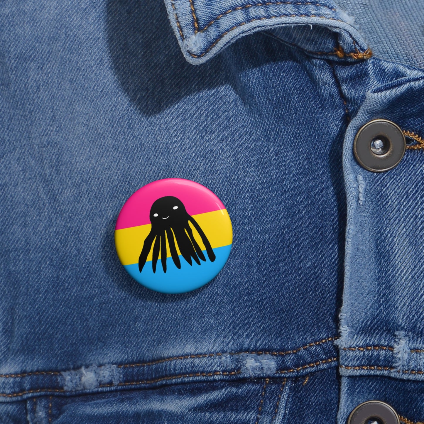Pansexual Flag Taki the Tako Pin Button